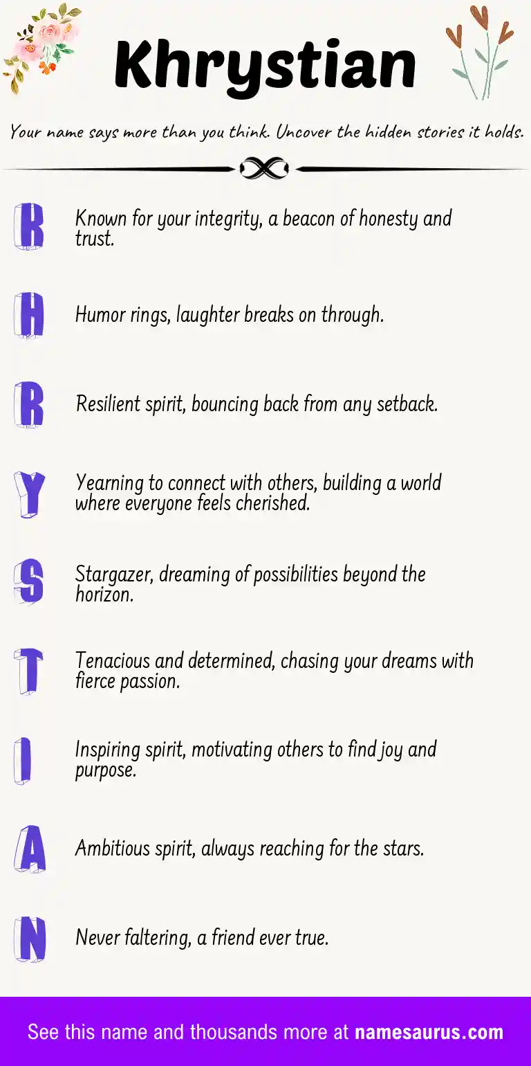 Acrostic poem about Khrystian.