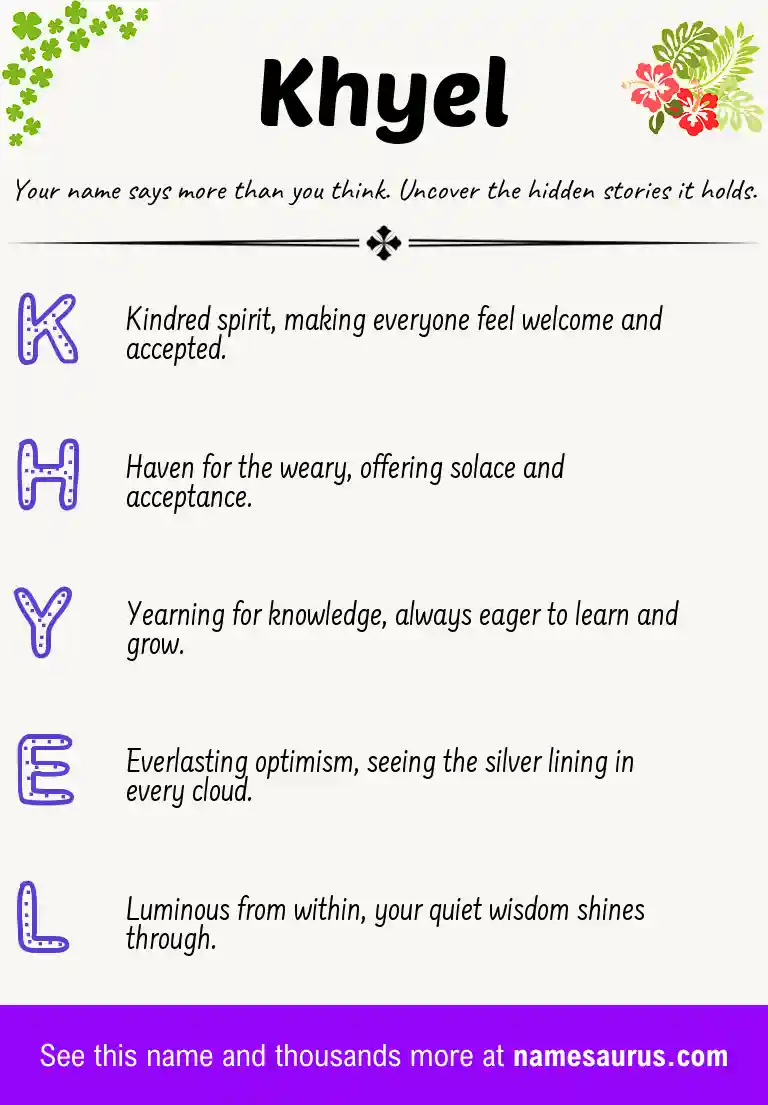 Acrostic poem about Khyel.