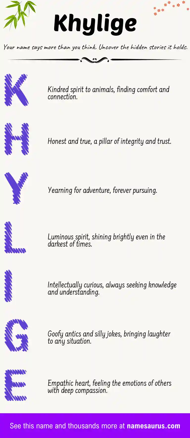 Acrostic poem about Khylige.