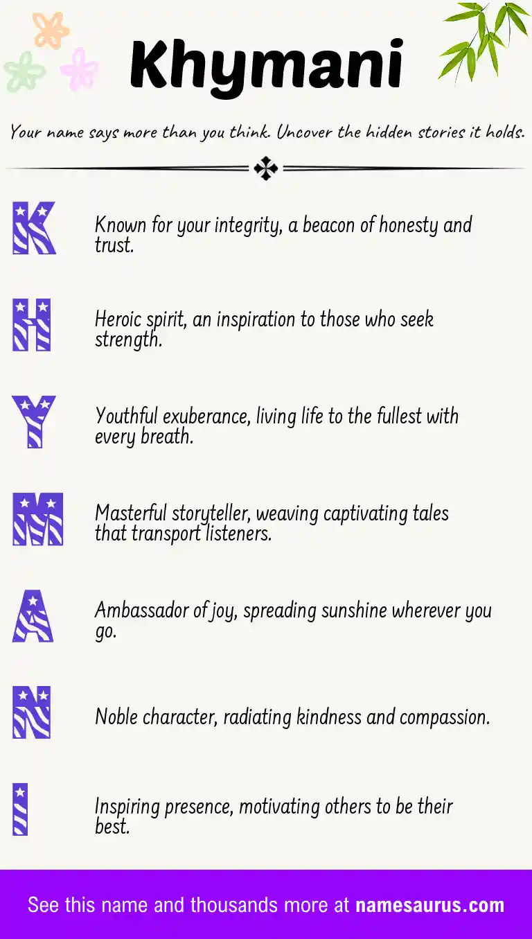 Acrostic poem about Khymani.