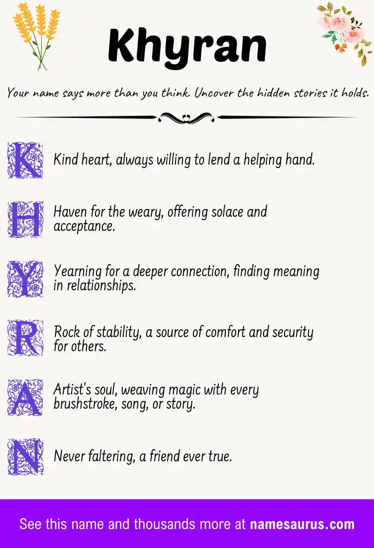Acrostic poem about Khyran.