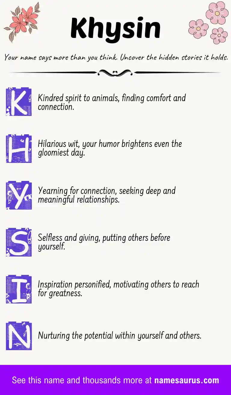 Acrostic poem about Khysin.