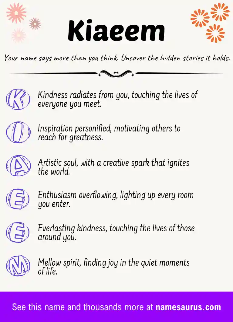Acrostic poem about Kiaeem.