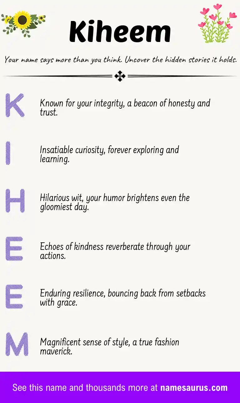 Acrostic poem about Kiheem.