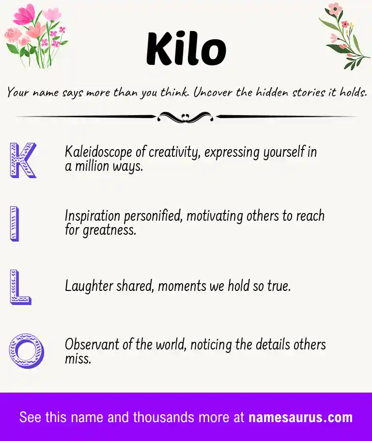 Acrostic poem about Kilo.