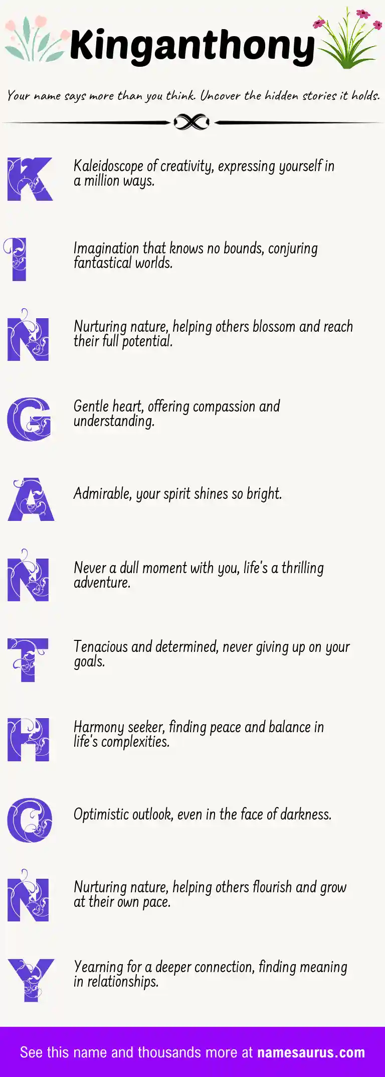 Acrostic poem about Kinganthony.