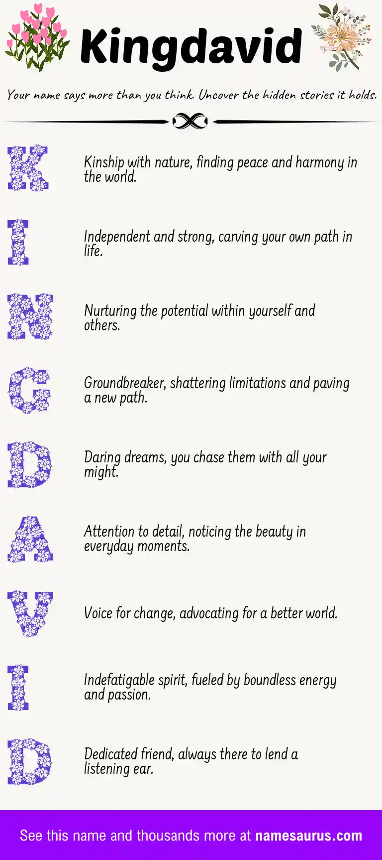 Acrostic poem about Kingdavid.
