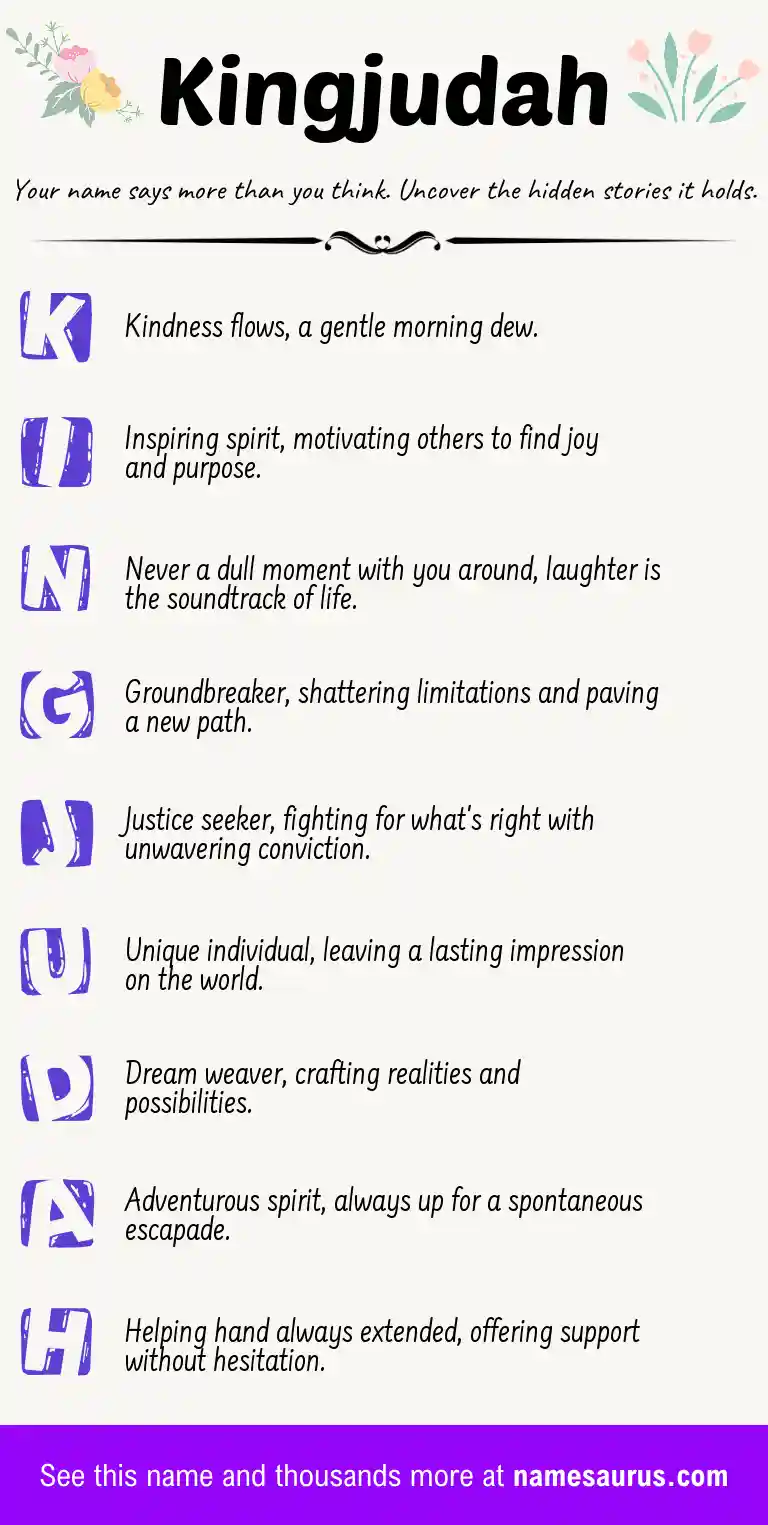 Acrostic poem about Kingjudah.