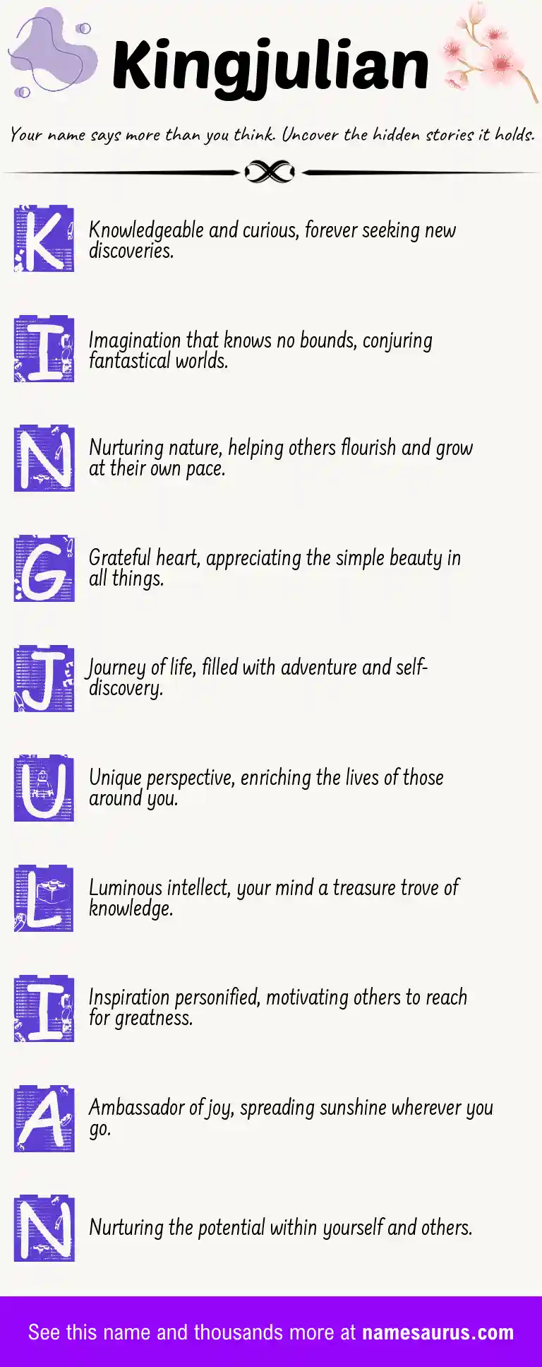 Acrostic poem about Kingjulian.
