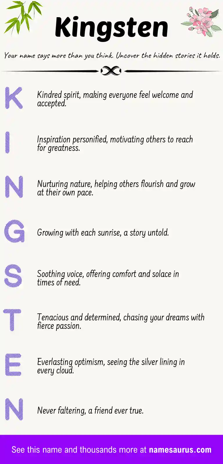 Acrostic poem about Kingsten.