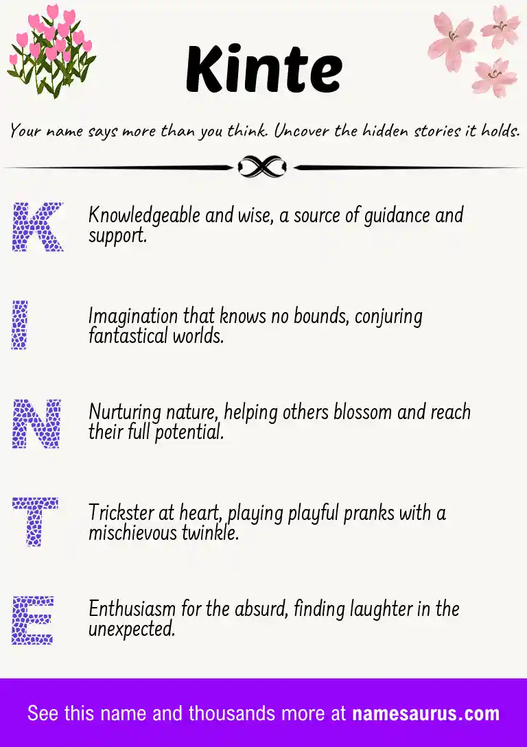 Acrostic poem about Kinte.