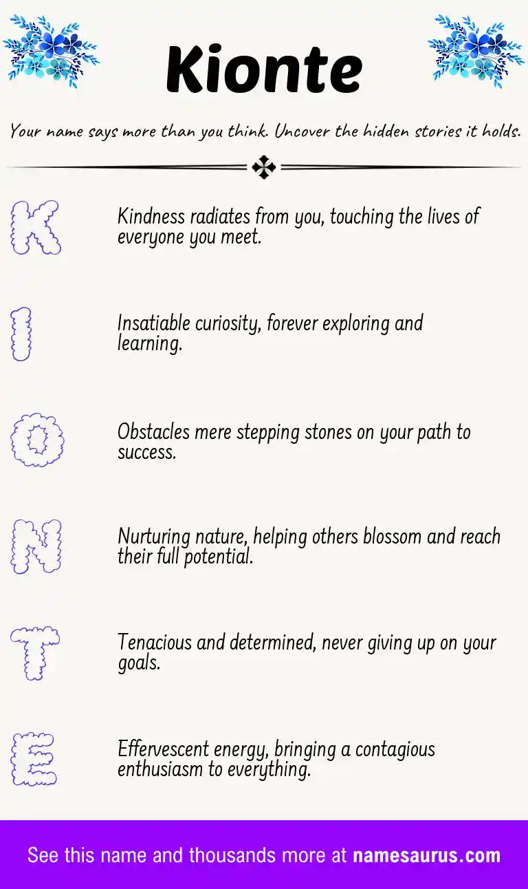 Acrostic poem about Kionte.