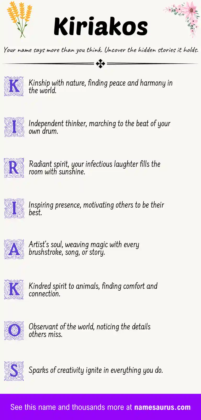 Acrostic poem about Kiriakos.