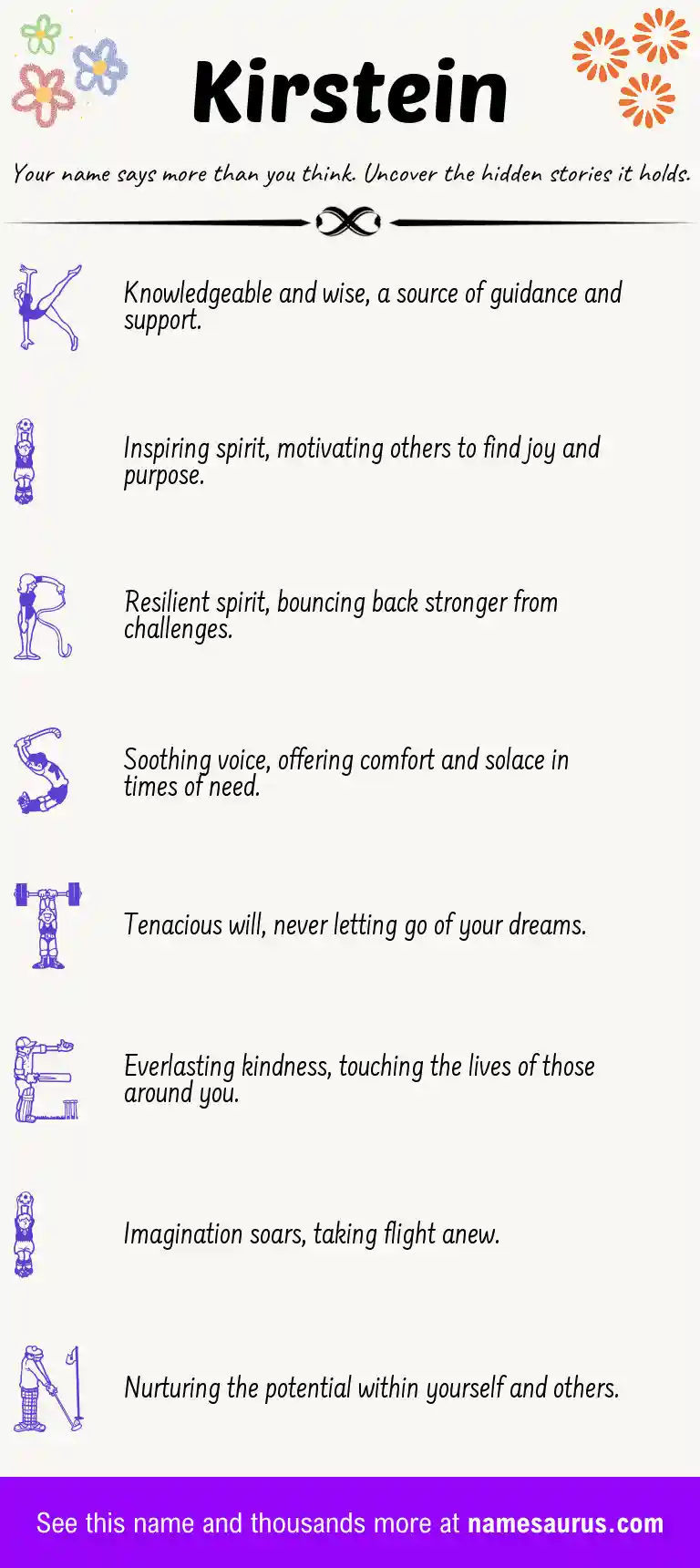 Acrostic poem about Kirstein.