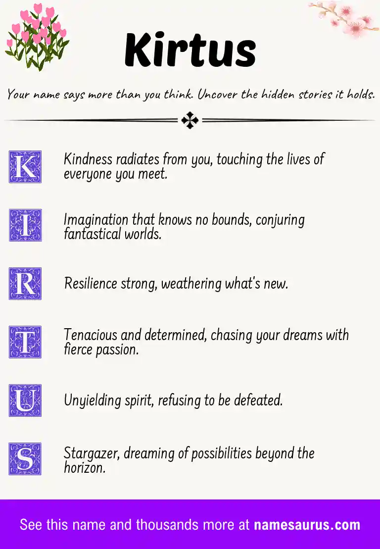 Acrostic poem about Kirtus.