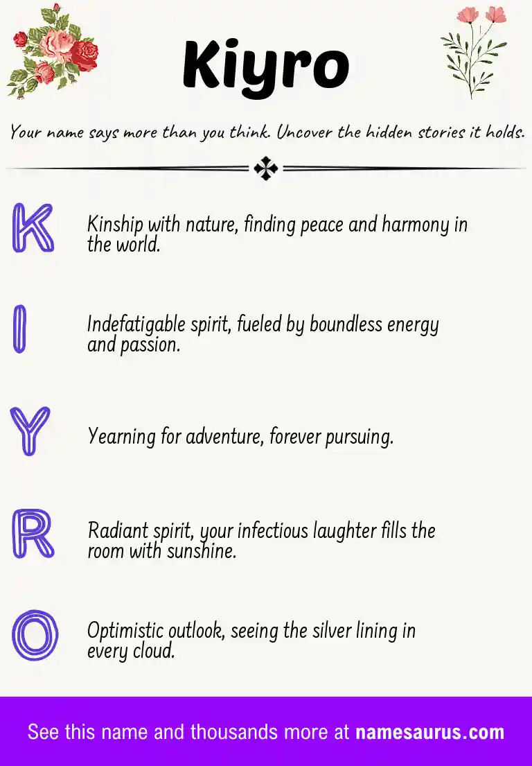 Acrostic poem about Kiyro.