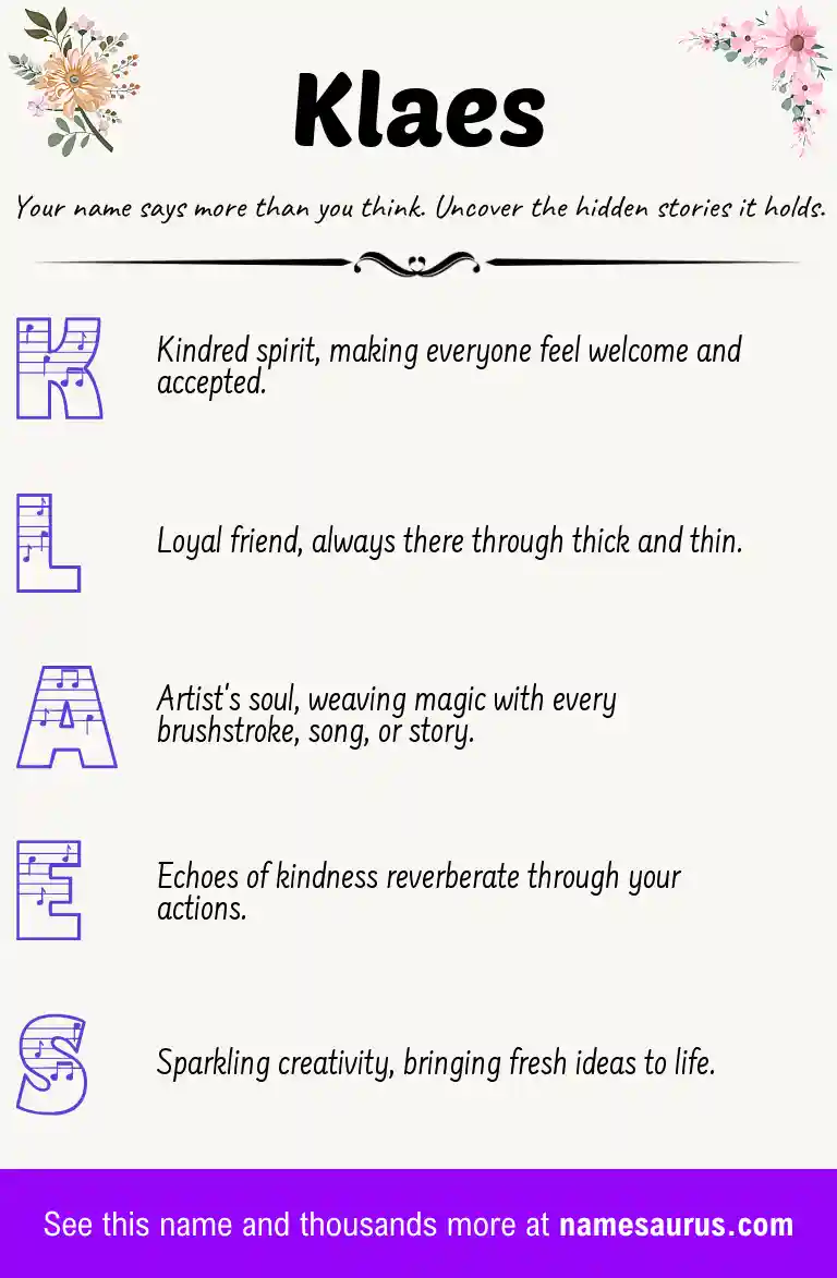 Acrostic poem about Klaes.