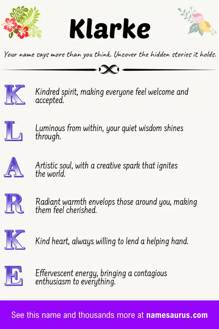 Acrostic poem about Klarke.