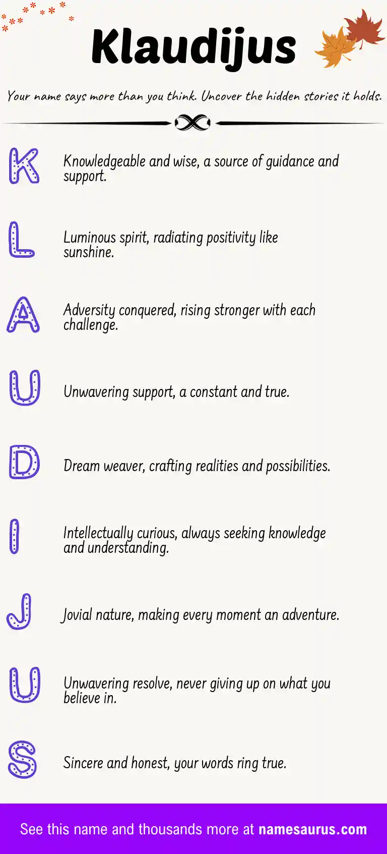 Acrostic poem about Klaudijus.