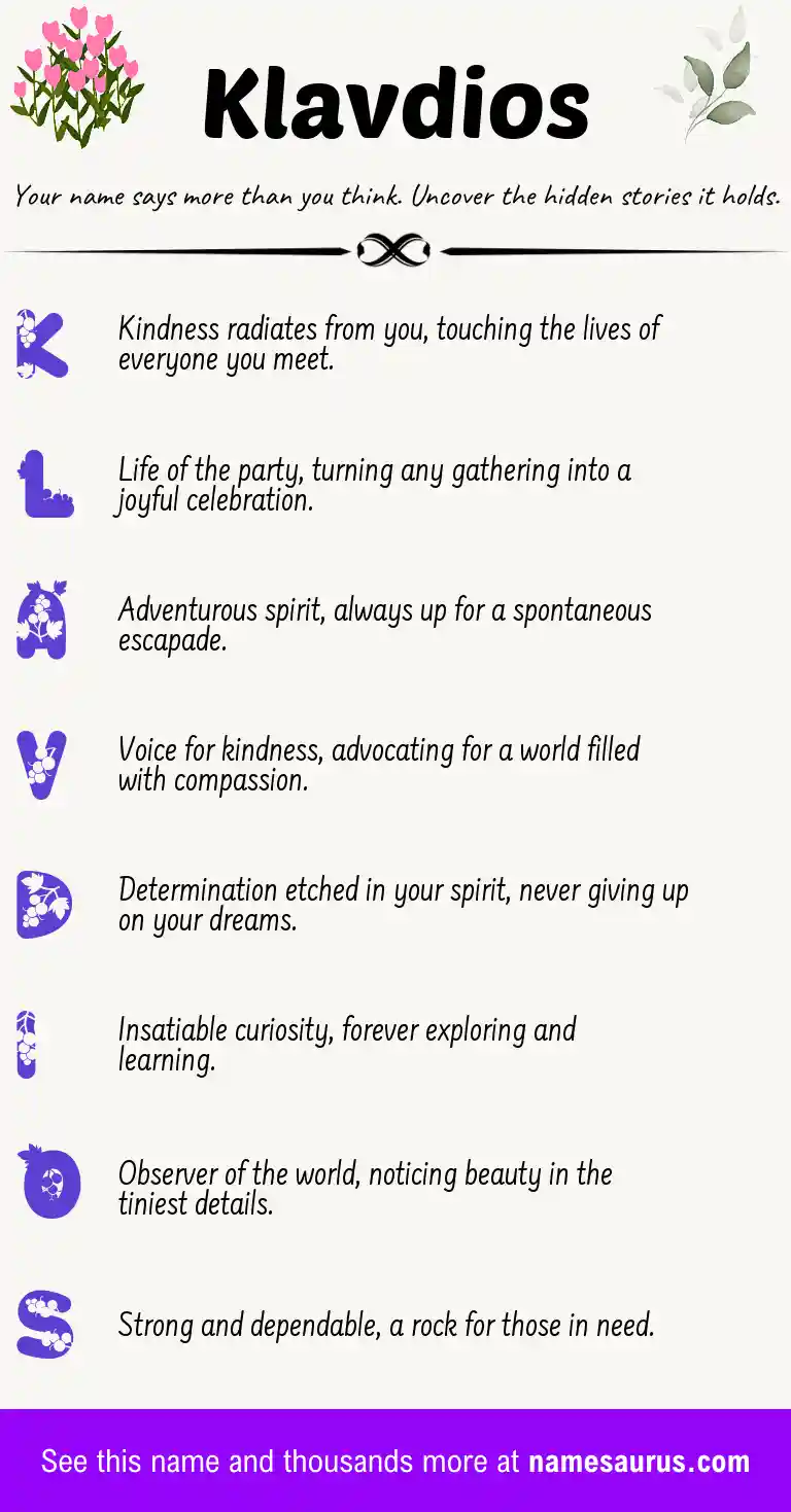 Acrostic poem about Klavdios.