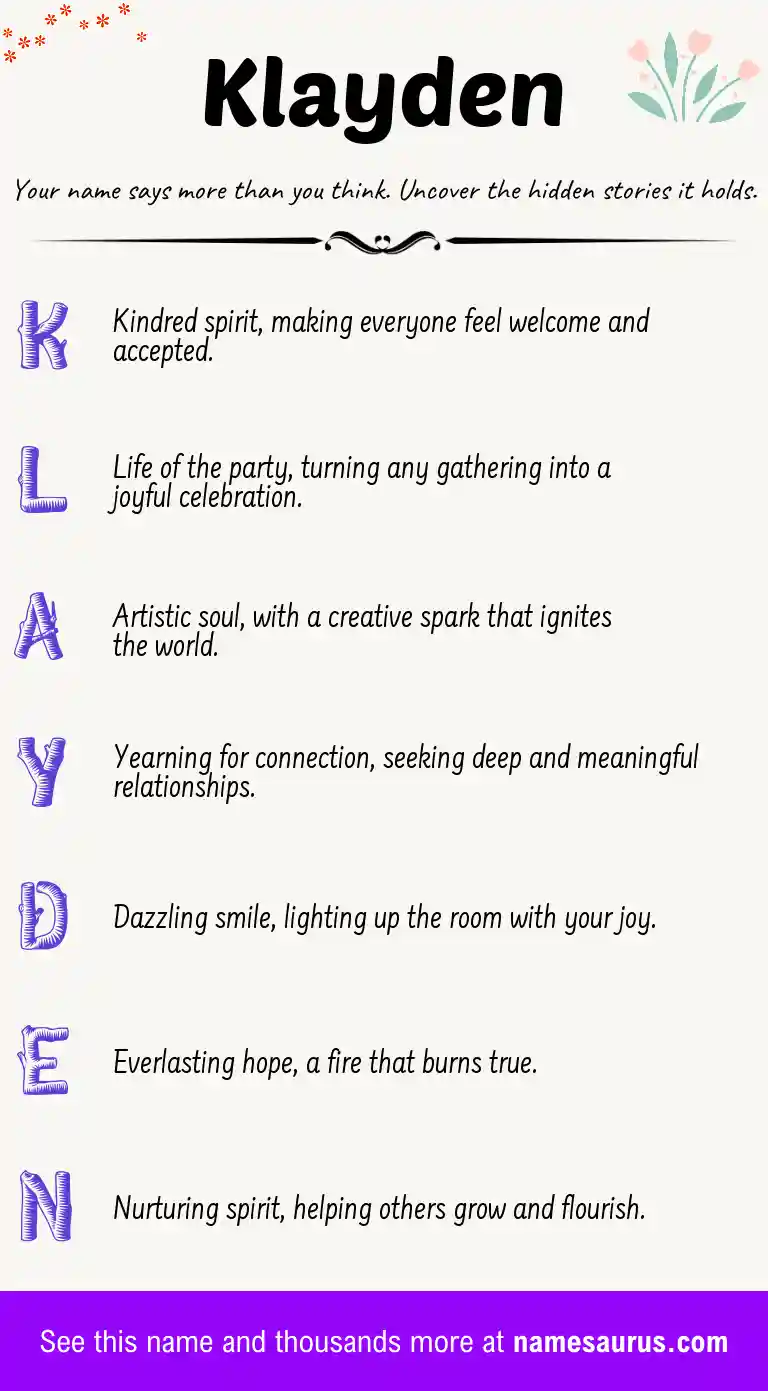 Acrostic poem about Klayden.