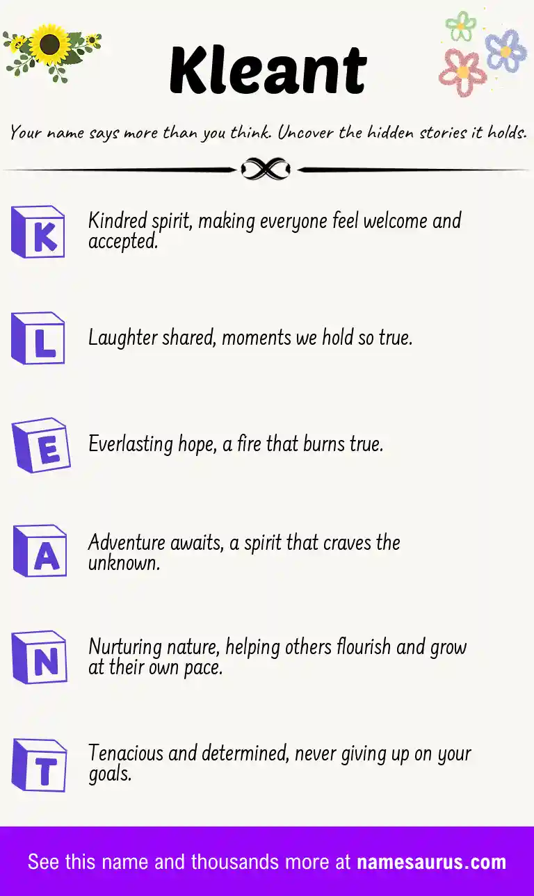 Acrostic poem about Kleant.