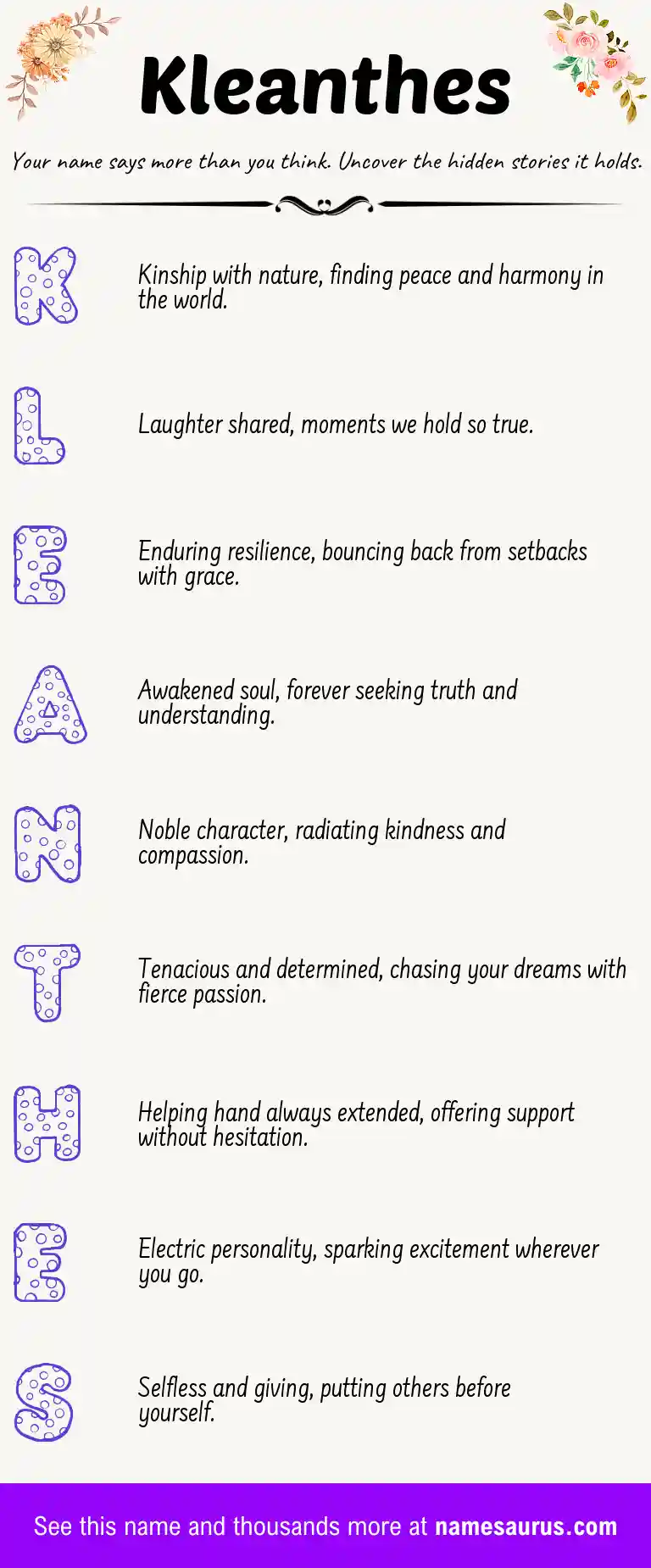 Acrostic poem about Kleanthes.