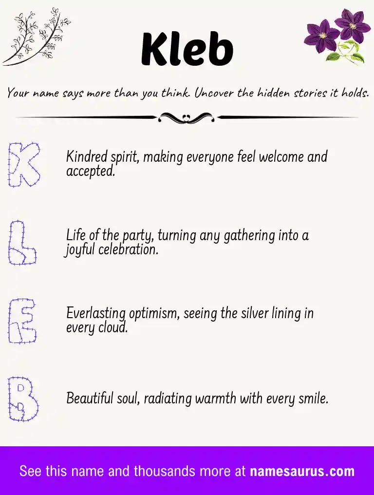 Acrostic poem about Kleb.