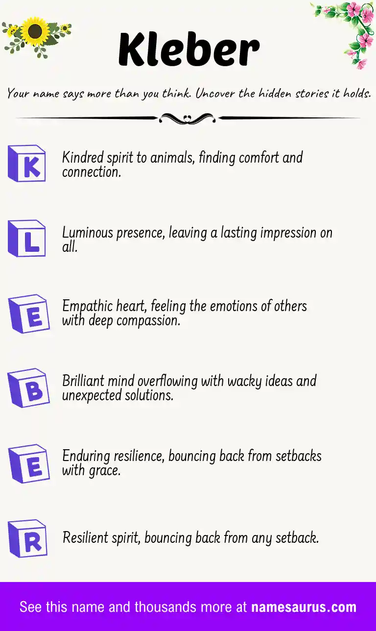 Acrostic poem about Kleber.