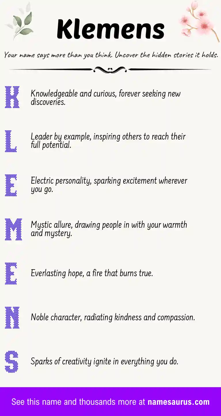 Acrostic poem about Klemens.
