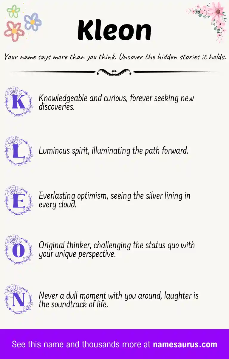 Acrostic poem about Kleon.