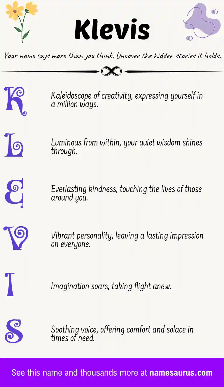 Acrostic poem about Klevis.