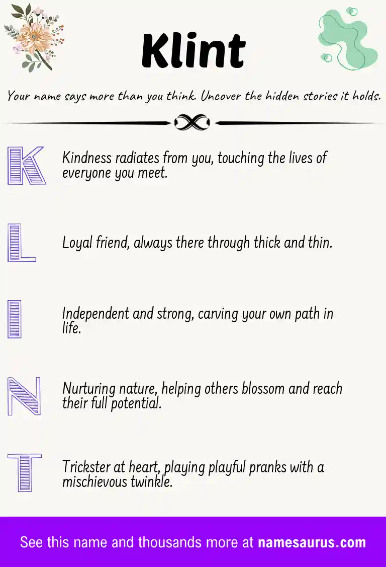 Acrostic poem about Klint.