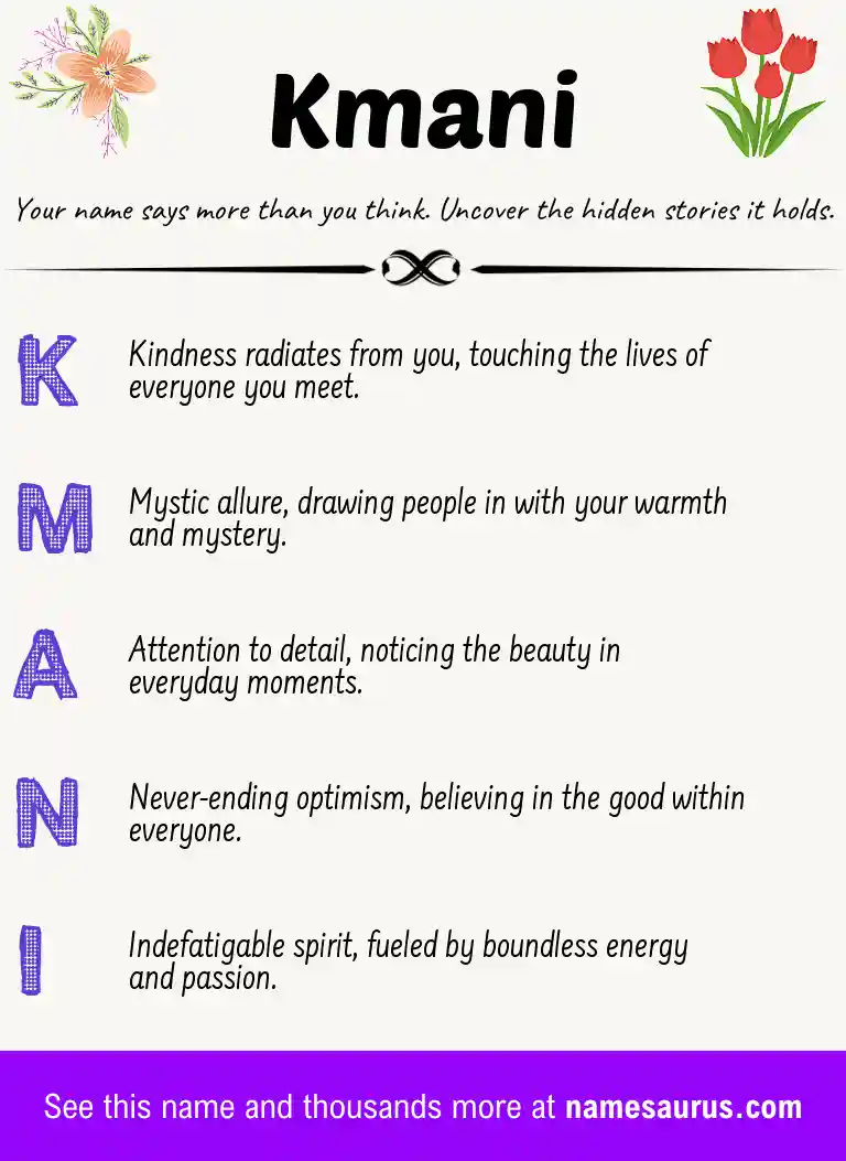Acrostic poem about Kmani.