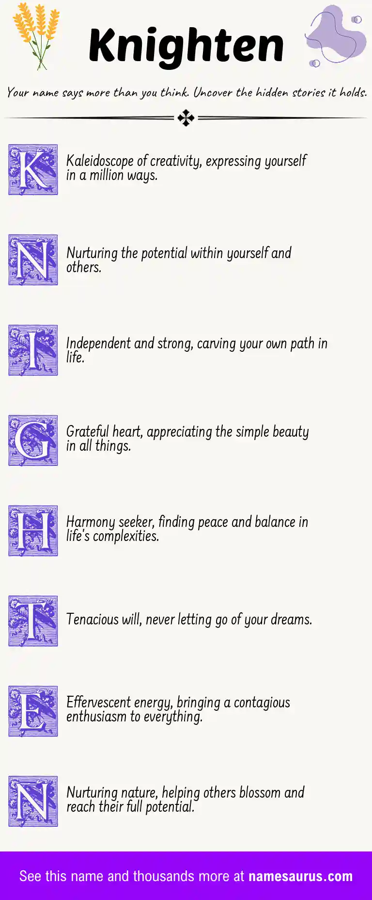 Acrostic poem about Knighten.