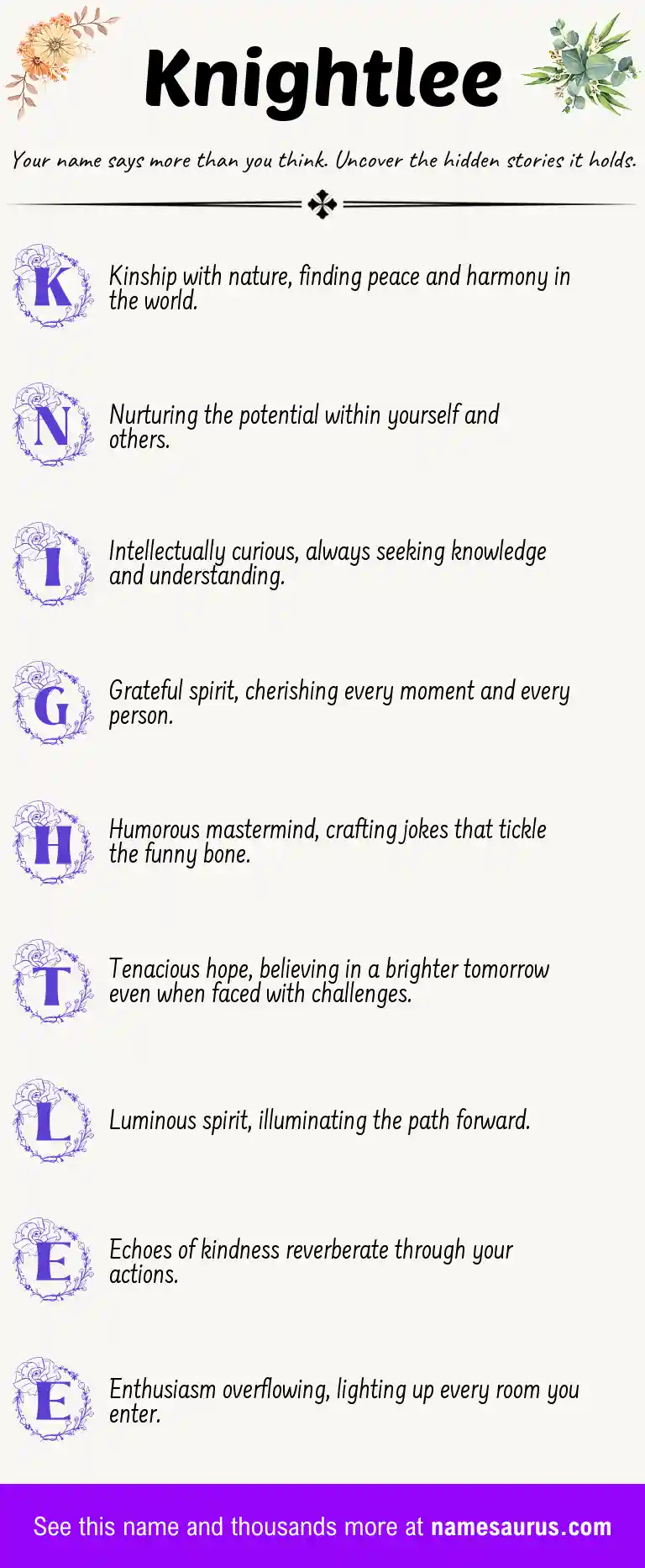 Acrostic poem about Knightlee.
