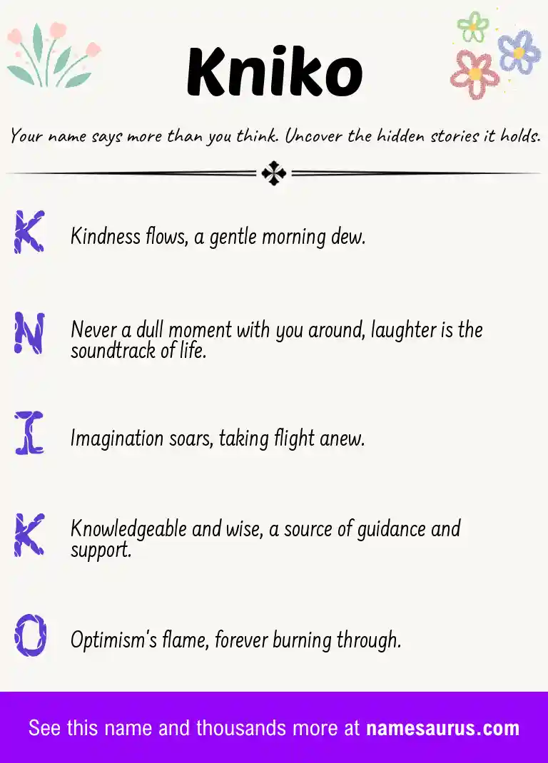 Acrostic poem about Kniko.