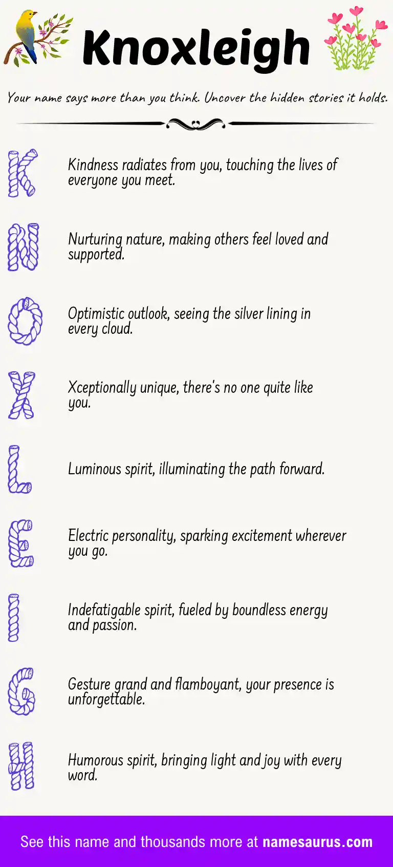 Acrostic poem about Knoxleigh.