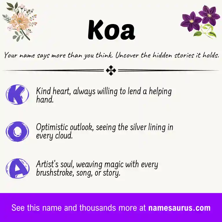 Acrostic poem about Koa.