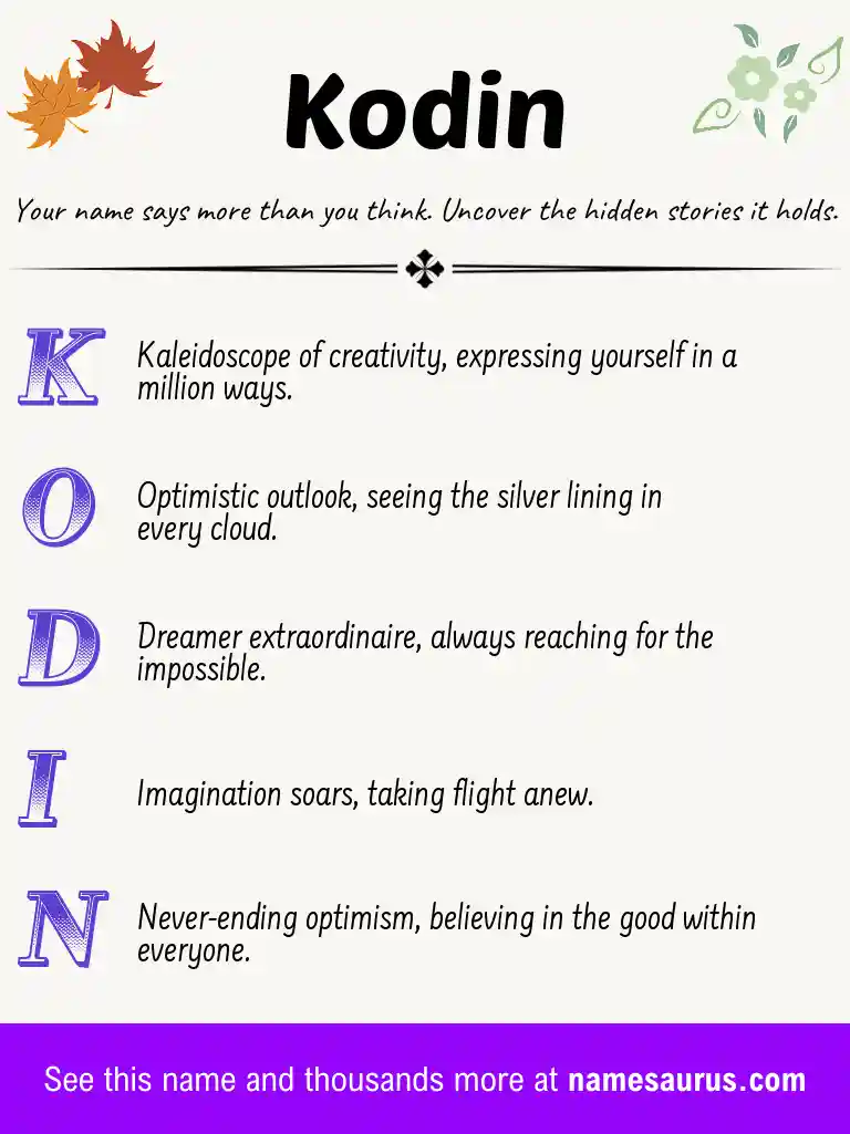 Acrostic poem about Kodin.