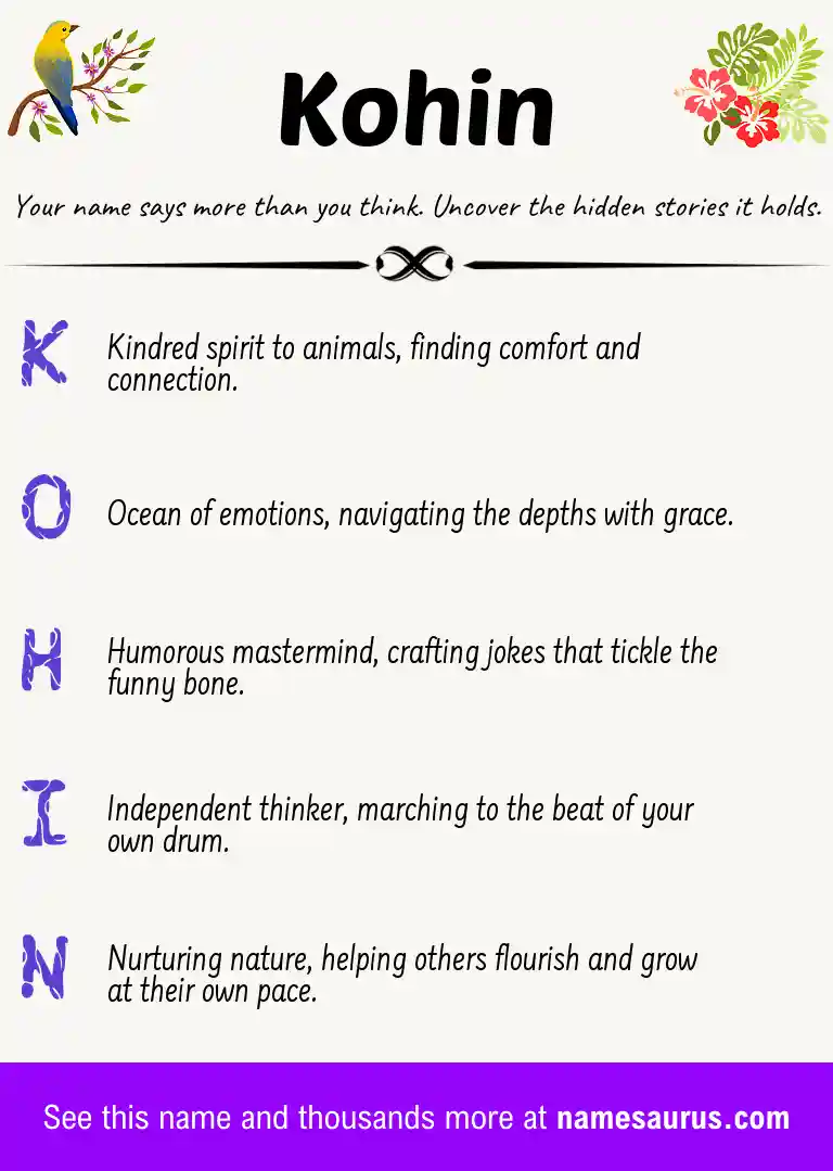 Acrostic poem about Kohin.