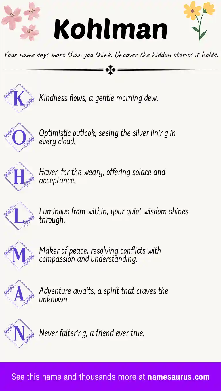 Acrostic poem about Kohlman.