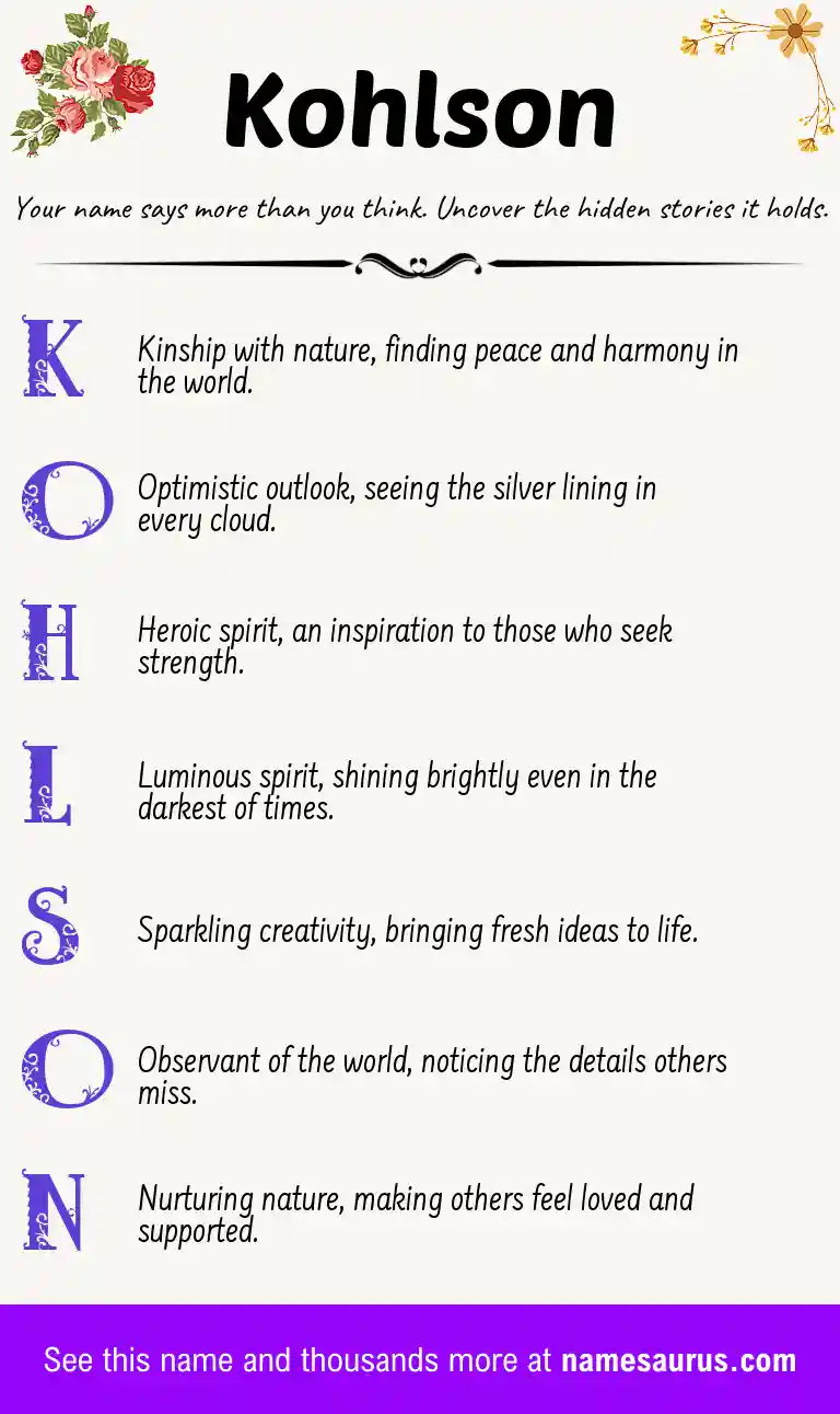 Acrostic poem about Kohlson.