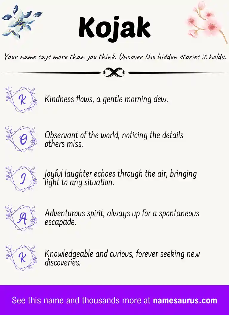 Acrostic poem about Kojak.