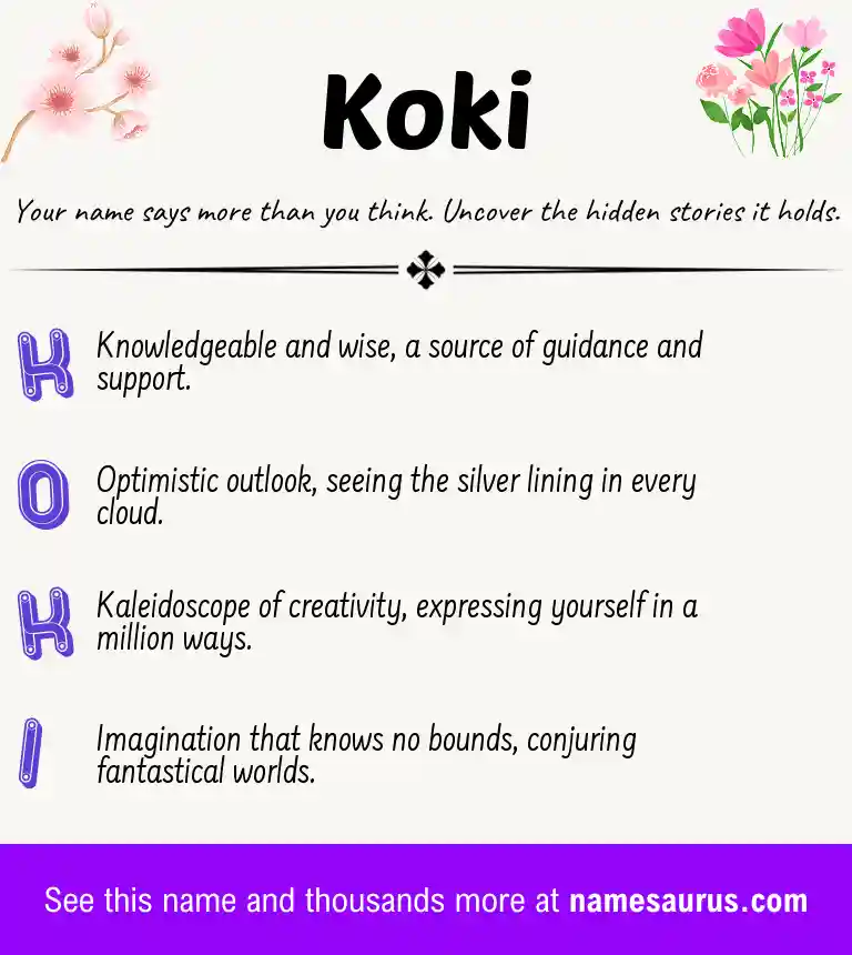 Acrostic poem about Koki.