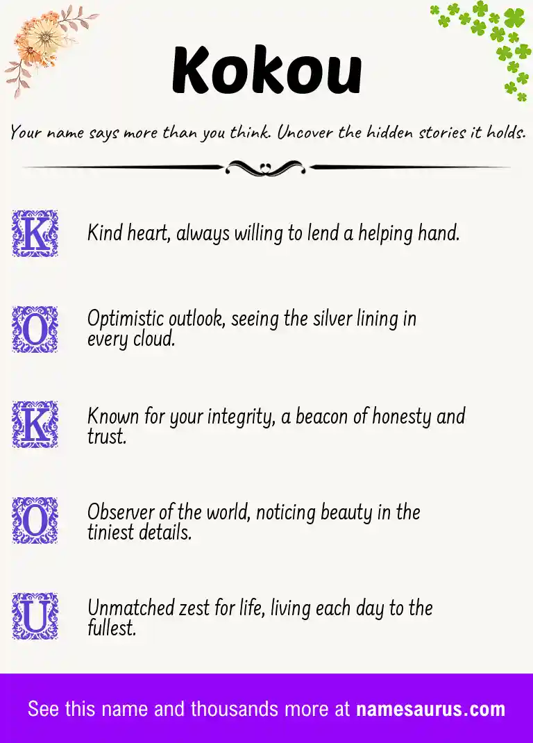 Acrostic poem about Kokou.