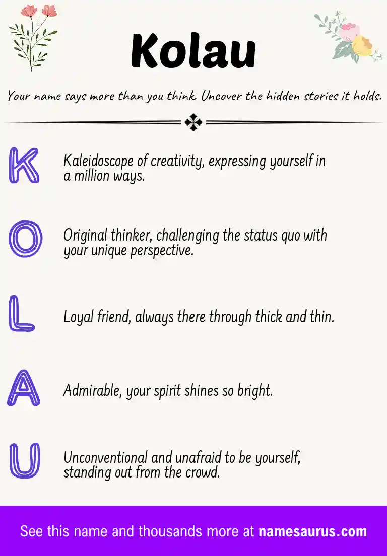 Acrostic poem about Kolau.