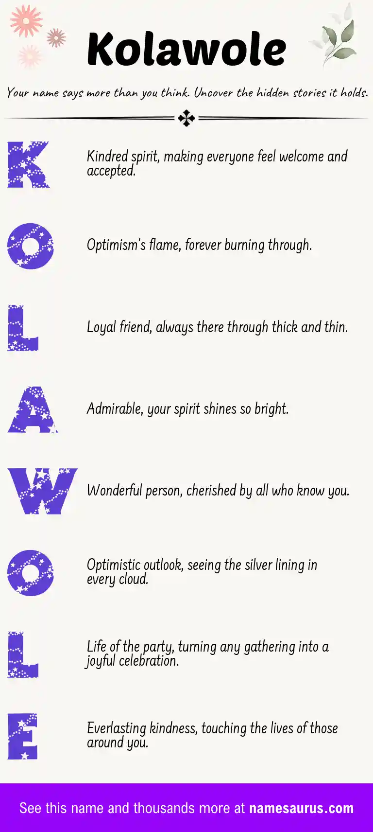 Acrostic poem about Kolawole.