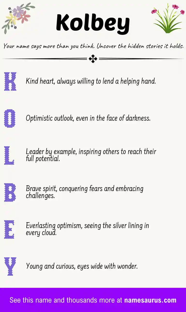 Acrostic poem about Kolbey.