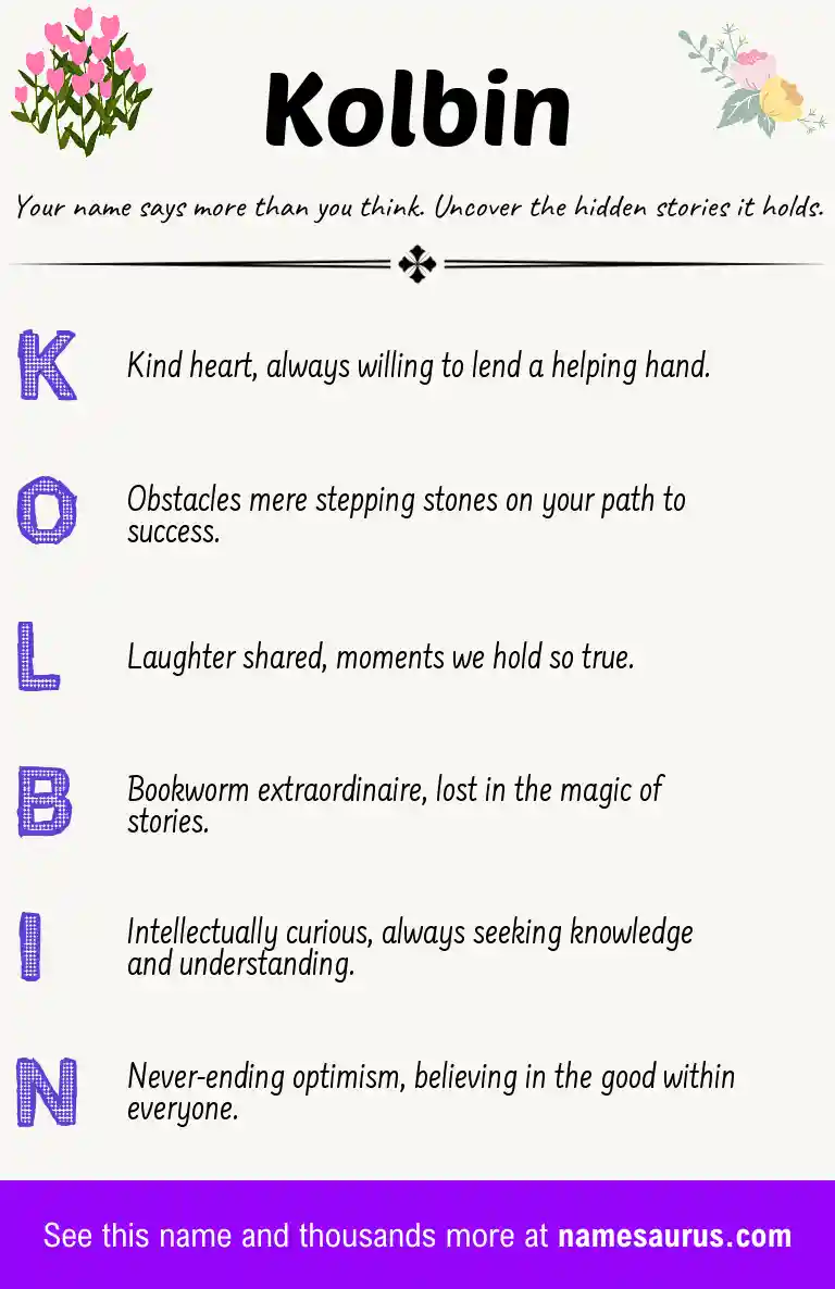 Acrostic poem about Kolbin.
